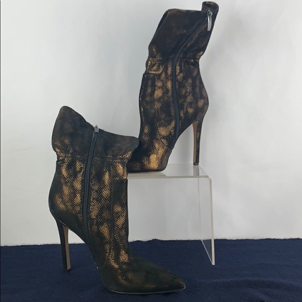 Via Spiga Copper Snake Stiletto Booties